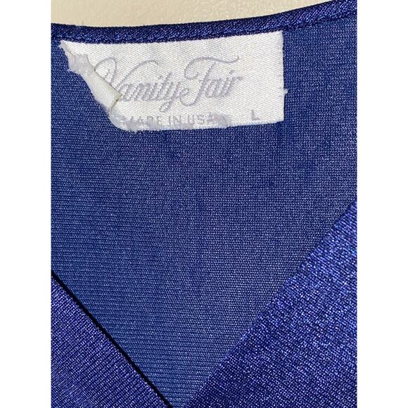 Vintage Vanity Fair Nightgown Large Navy Blue Made in the USA Sleeveless Short - Picture 8 of 9